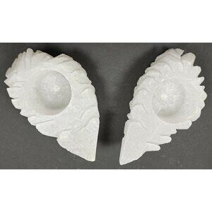 Pack of 2 Selenite Carved White Votive Used to Clean Crystals Candle Holders